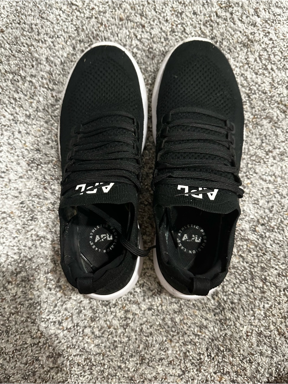 APL Black Knit Athletic Sneakers with White Sole